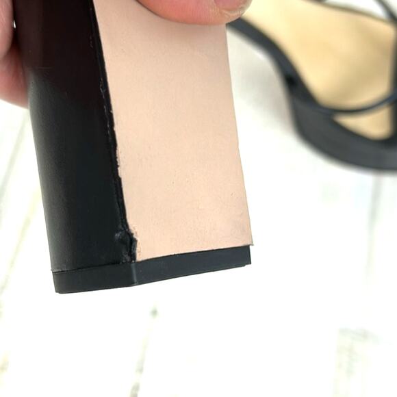 SCHUTZ Women’s 11 Kelsie Black Leather Platform Strappy Block Heel Sandals - Picture 4 of 10